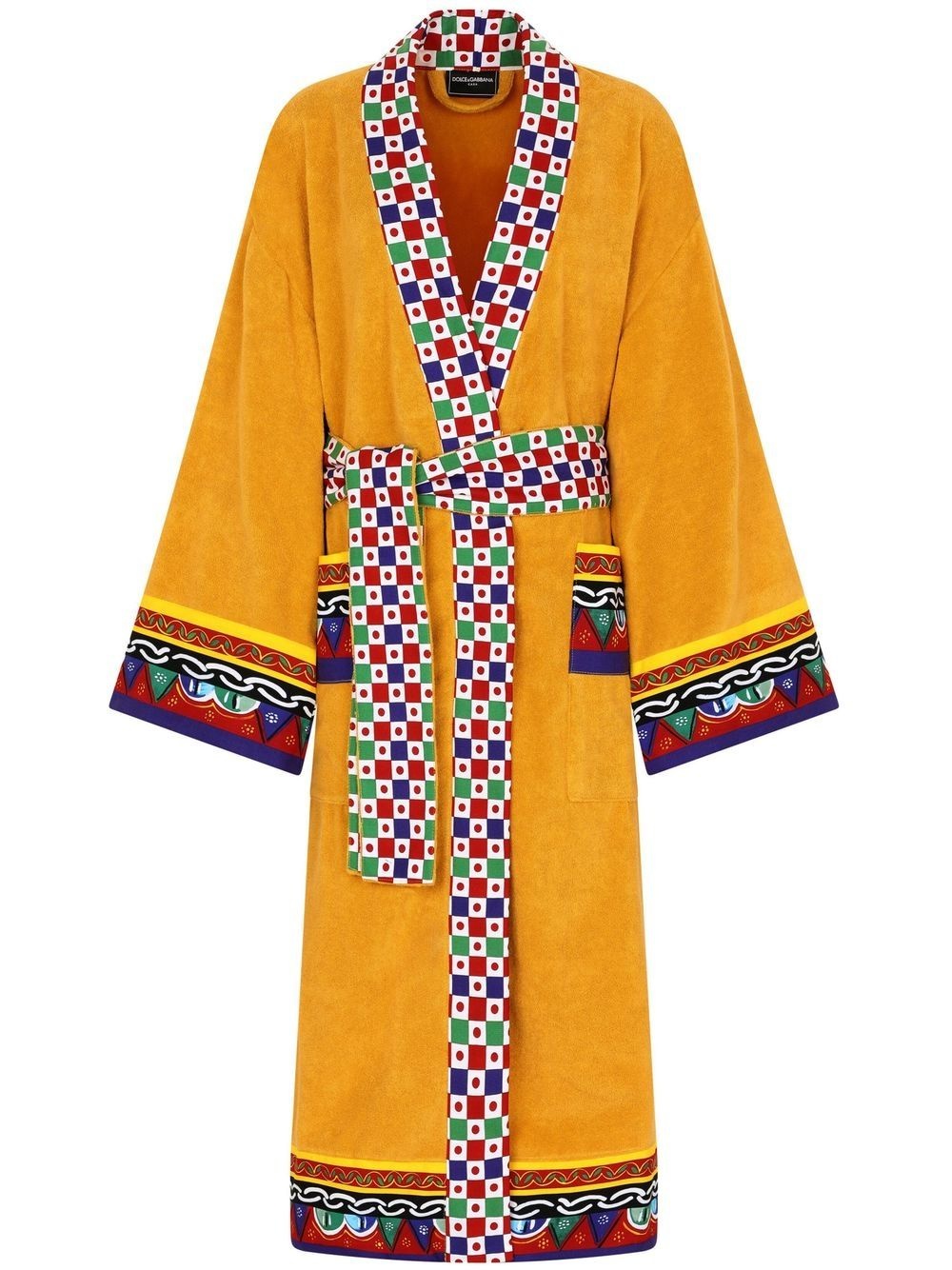 Carretto Siciliano printed trim bathrobe - 1