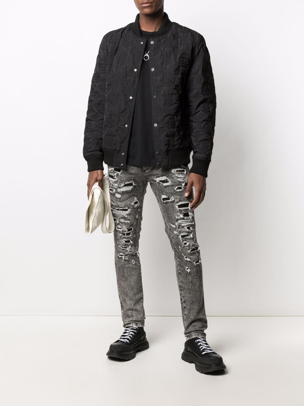 distressed slim-cut jeans - 2