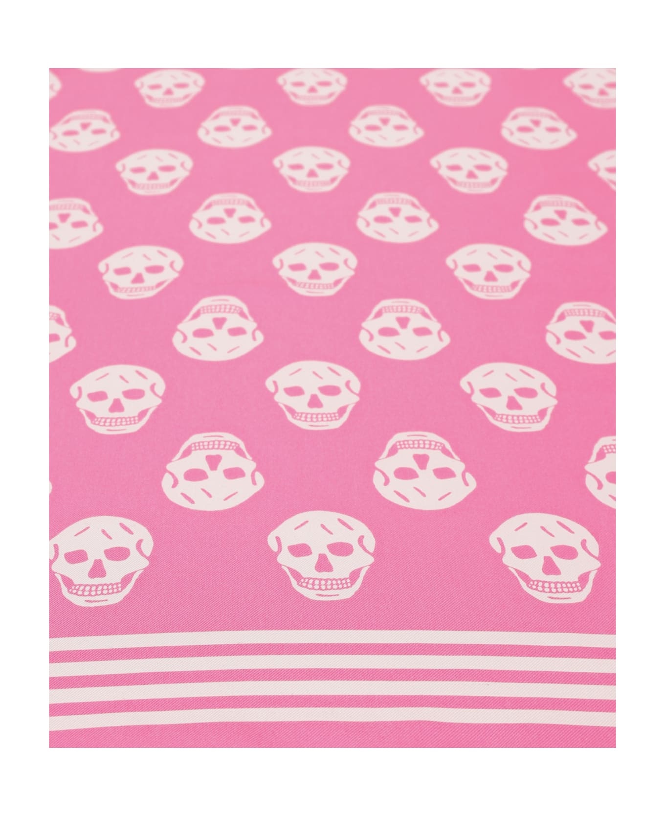 Pink Silk Scarf With Skull Pattern - 3