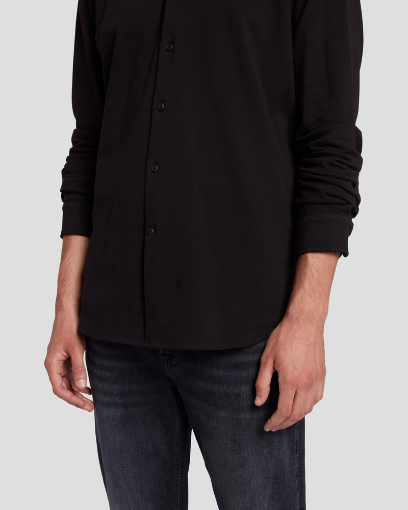 Pique Knit Button Down in Black 5