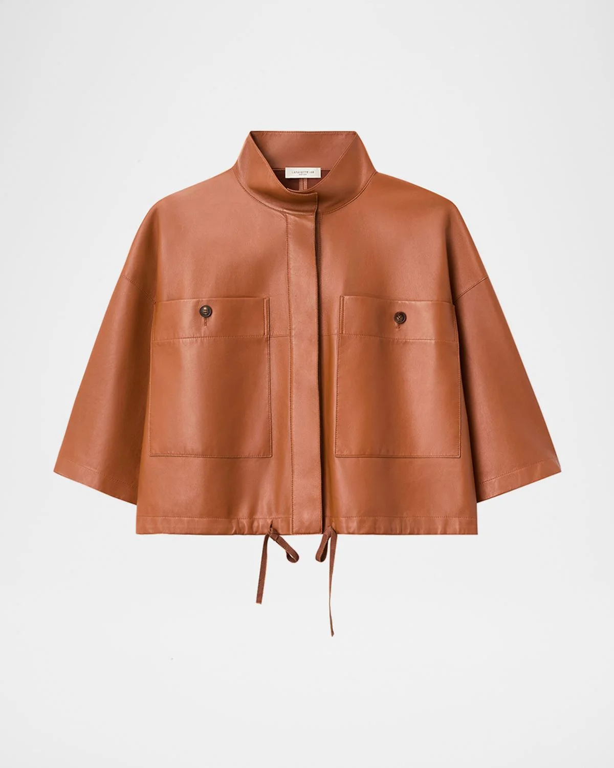 Oversized Cropped Leather Shirt Jacket - 1
