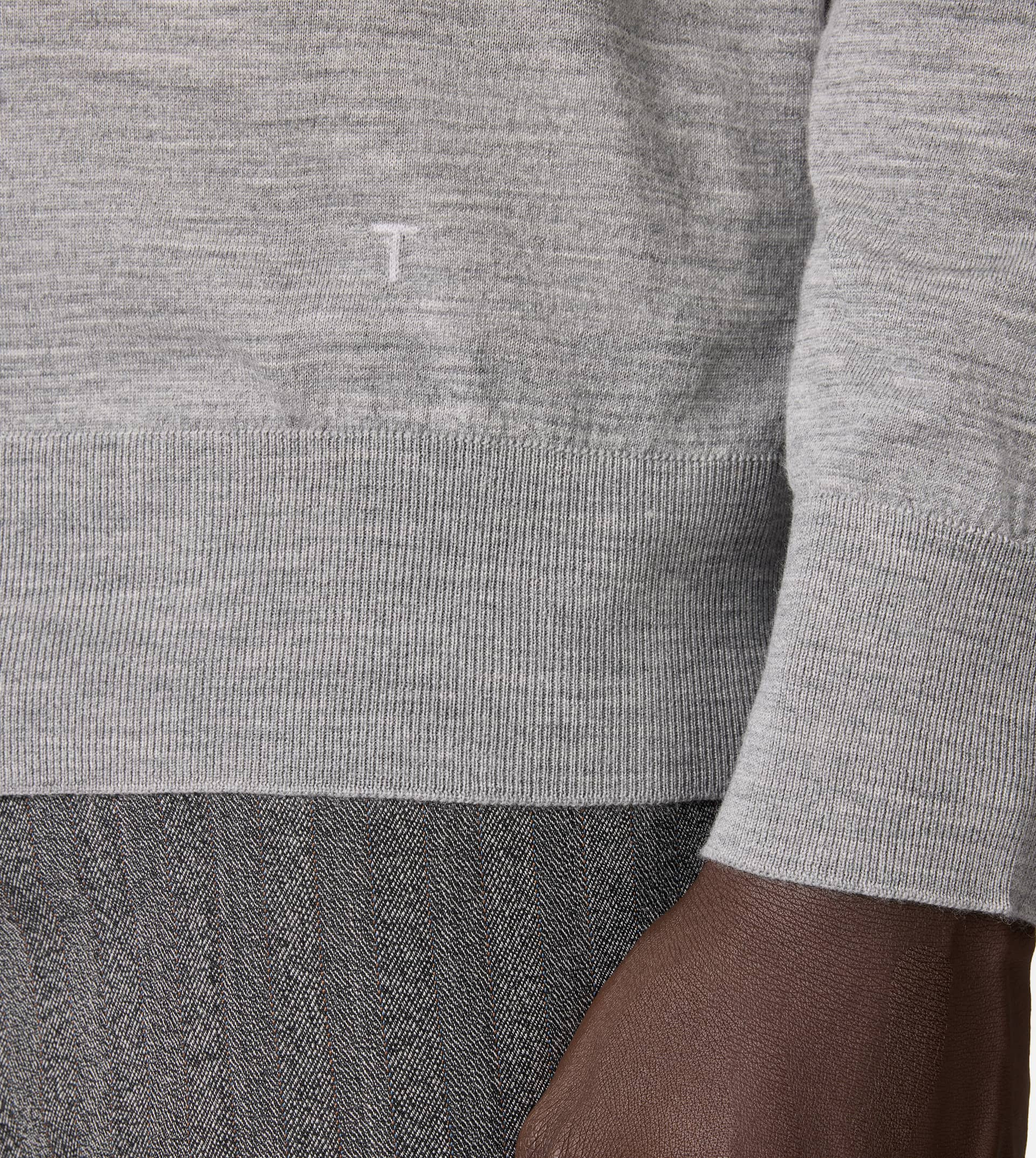 ROUND-NECK PULLOVER IN T15 WOOL - BEIGE - 5