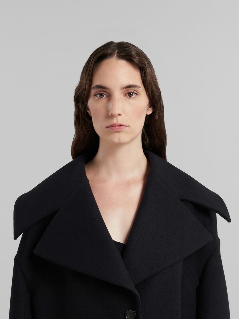 BLACK BONDED WOOL AND FELT COCOON JACKET - 4