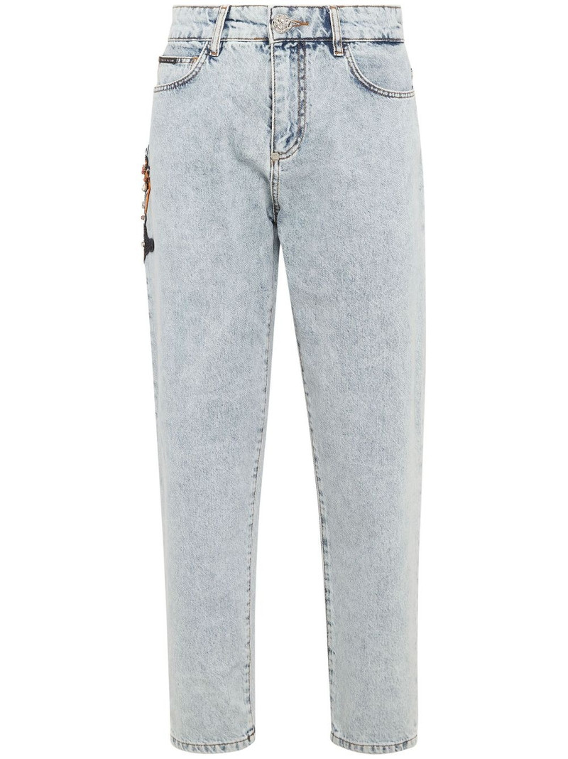 paisley-embroidered wide-leg jeans 1