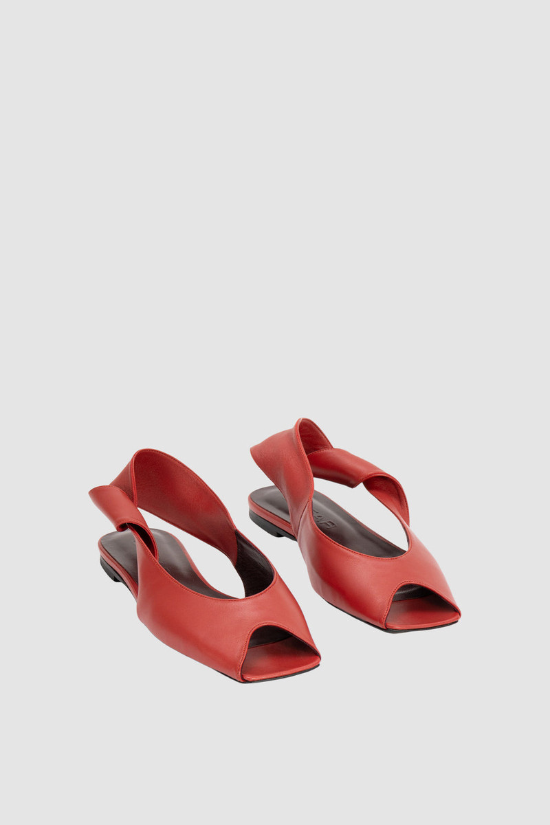 BY FAR Yasha Peep Flat Blood Red Nappa Leather outlook