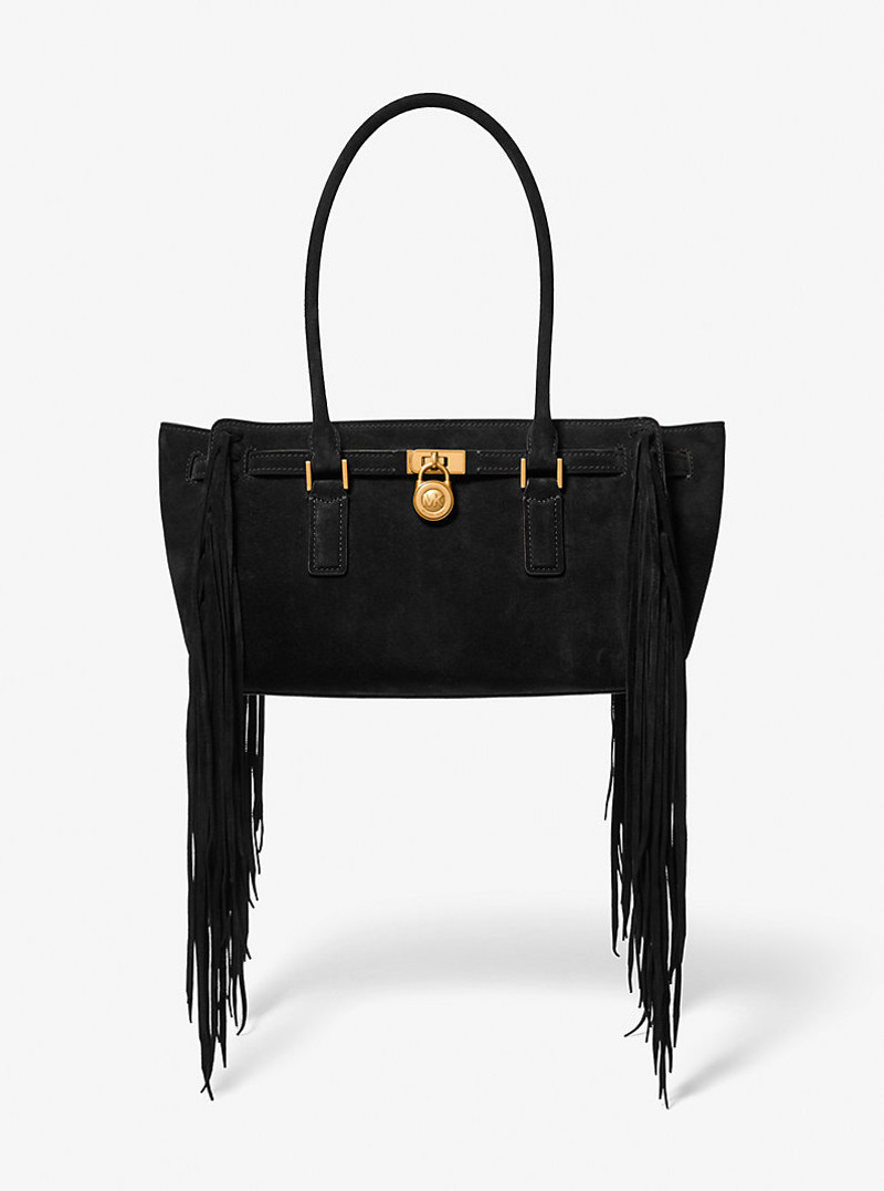 Hamilton Moderne Small Fringed Suede Satchel 1