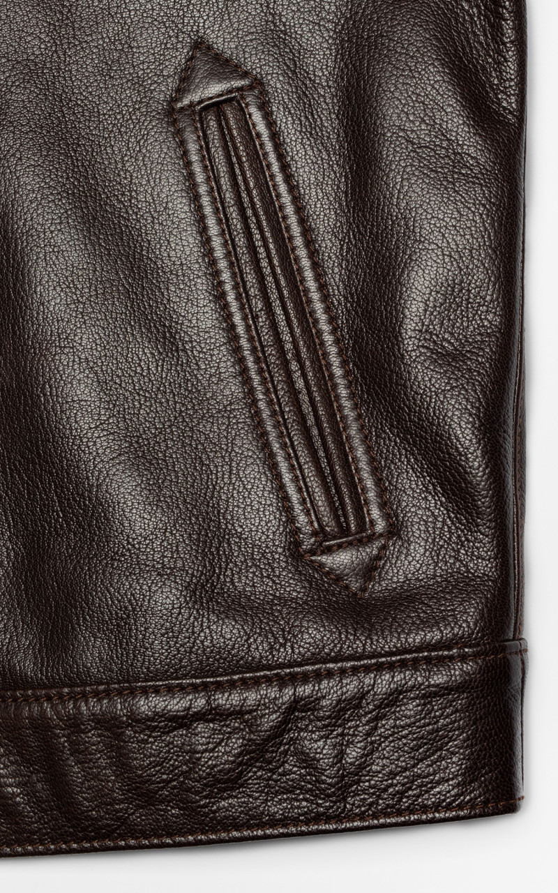 JOPPE WESTERN LEATHER JACKET BROWN - 4