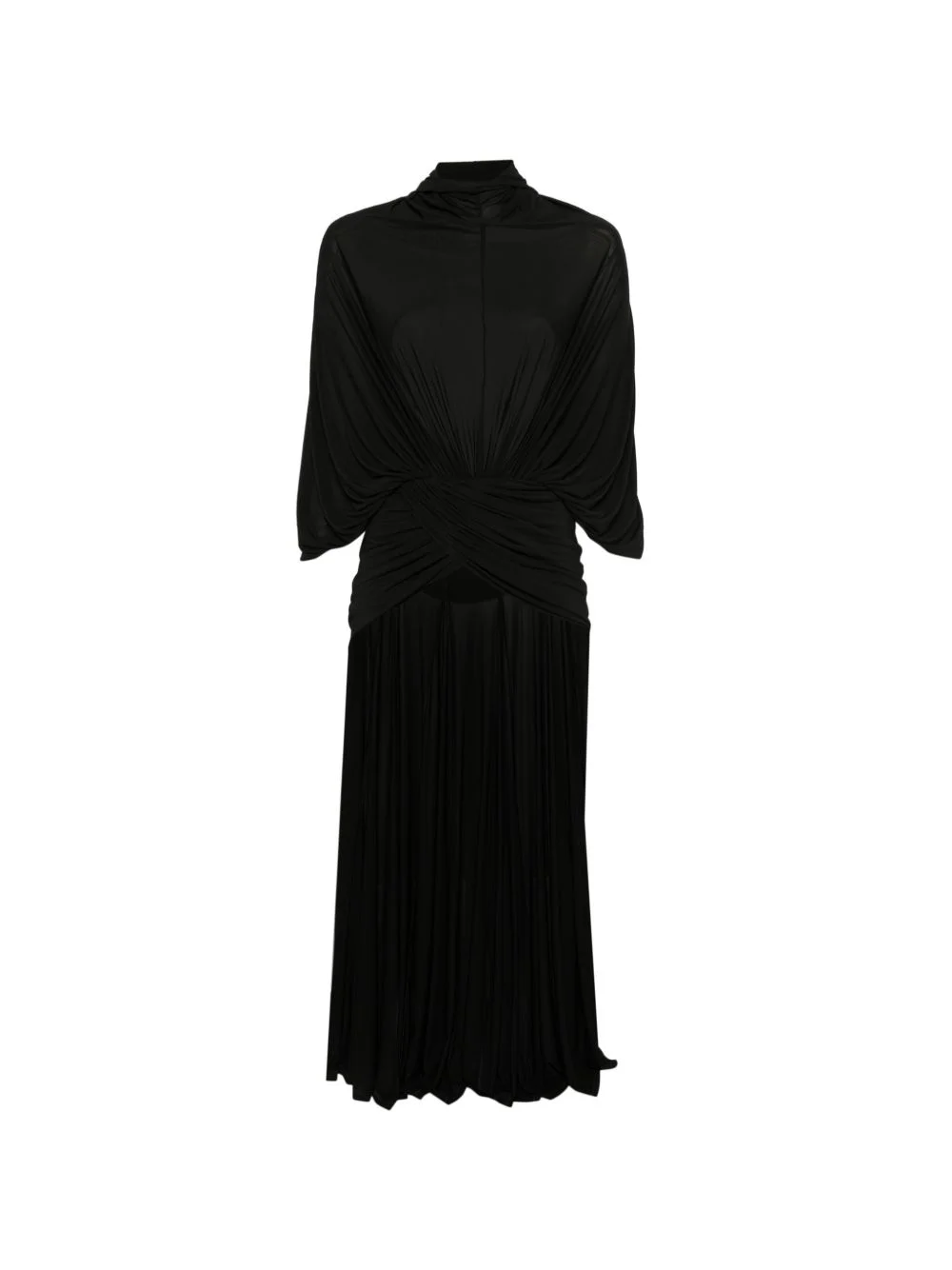 draped logo-patch maxi dress - 1