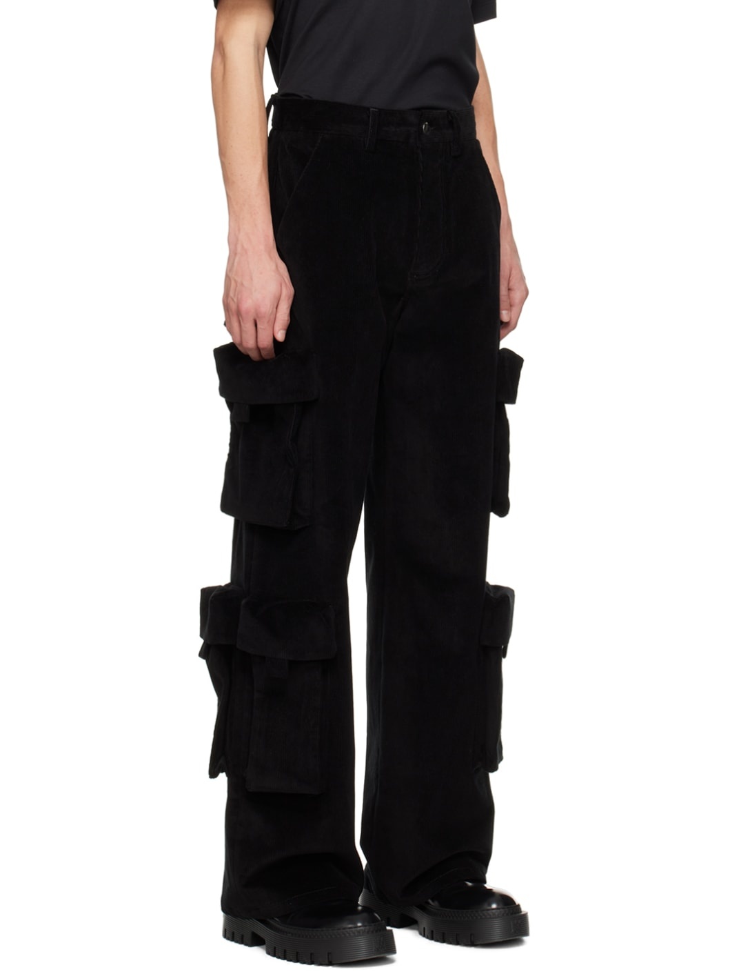 Black Multi-Pocket Cargo Pants - 2