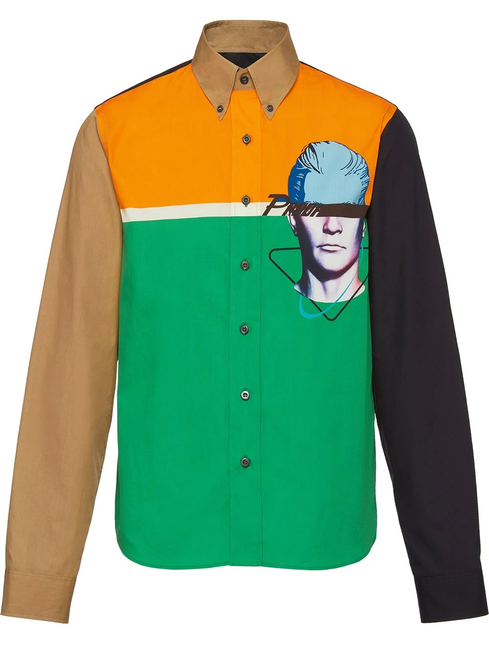 colour-block face shirt - 1