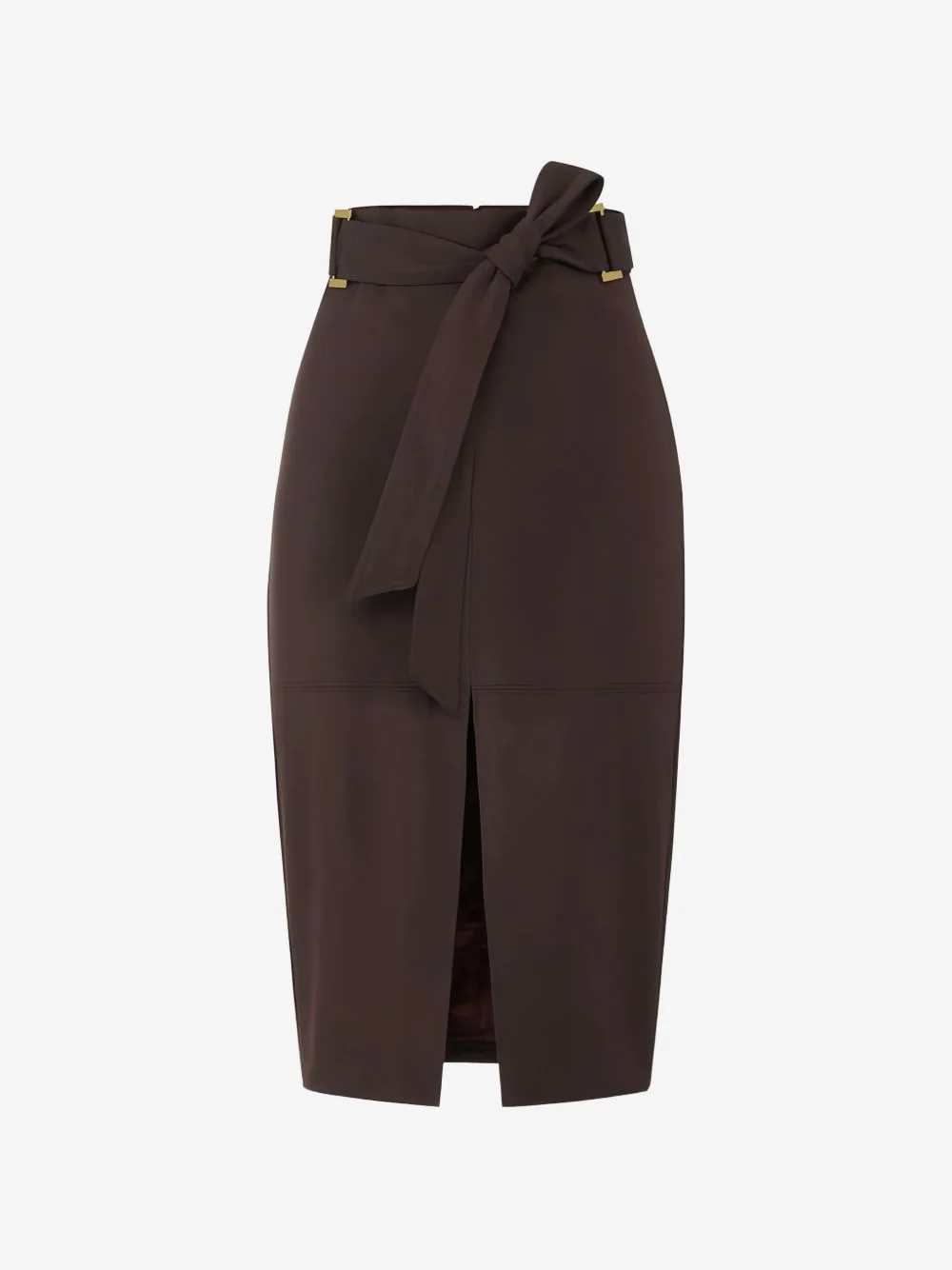 gabardine skirt with sash belt - 1
