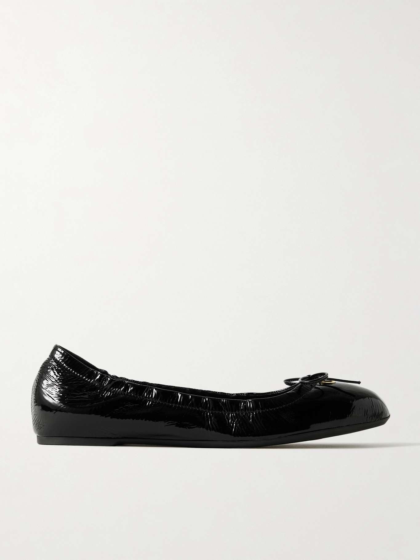 VLOGO embellished crinkled patent-leather ballet flats - 1