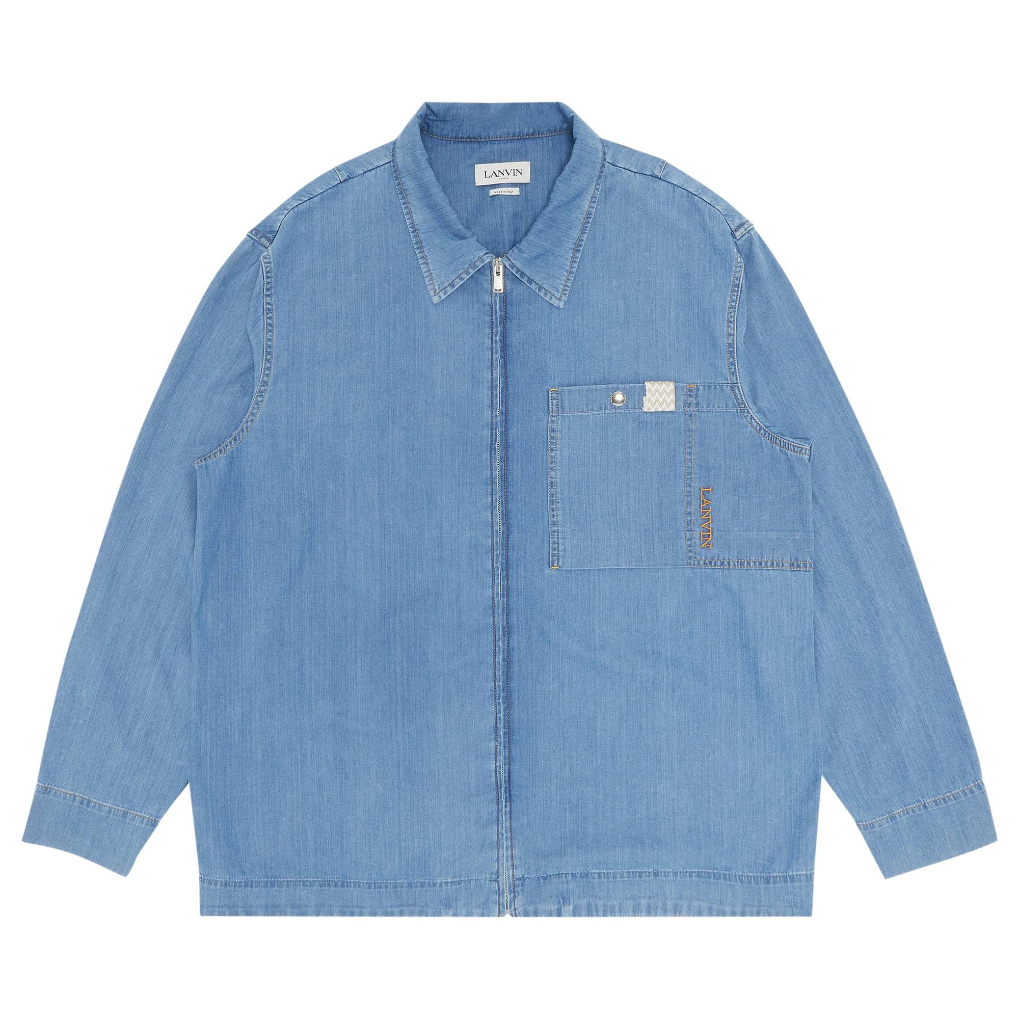 Lanvin Denim Overshirt With Zip And Curb 'Light Blue' - 1