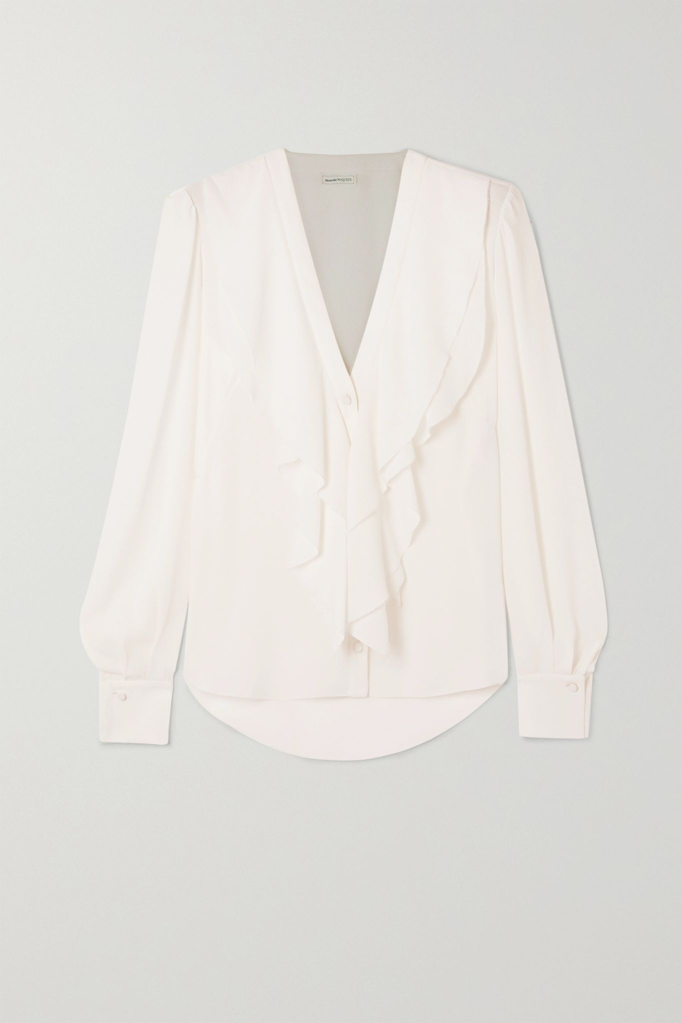 Ruffled silk-crepe blouse - 1