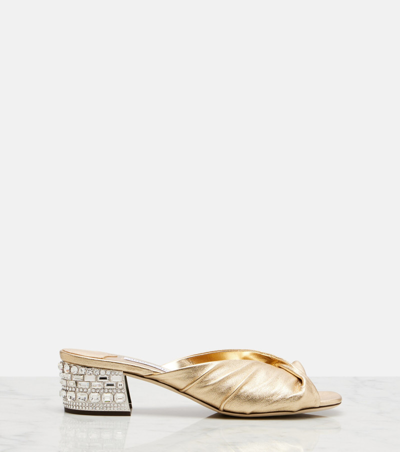 Mala embellished metallic leather mules 5