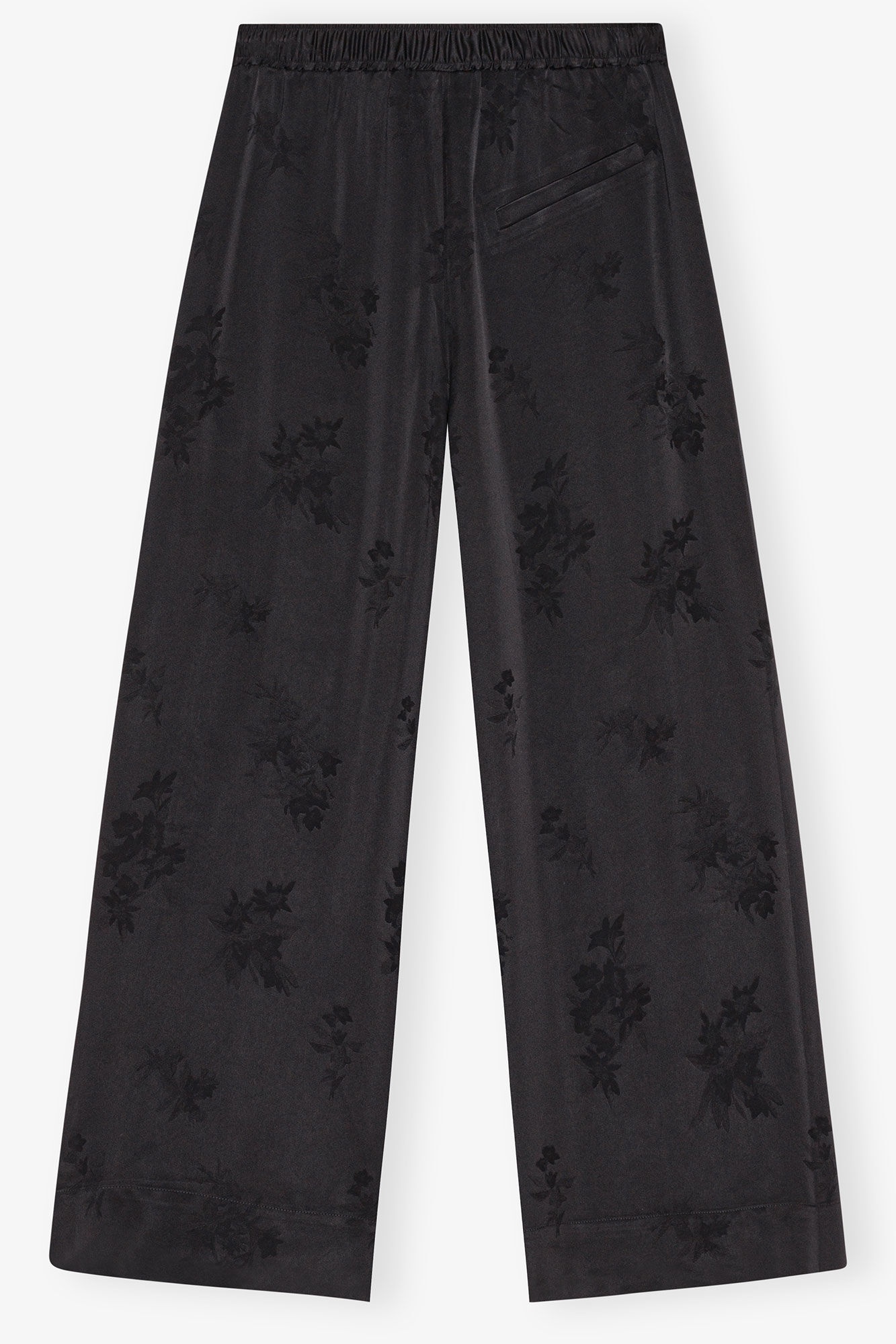 BLACK SATIN JACQUARD PANTS - 6