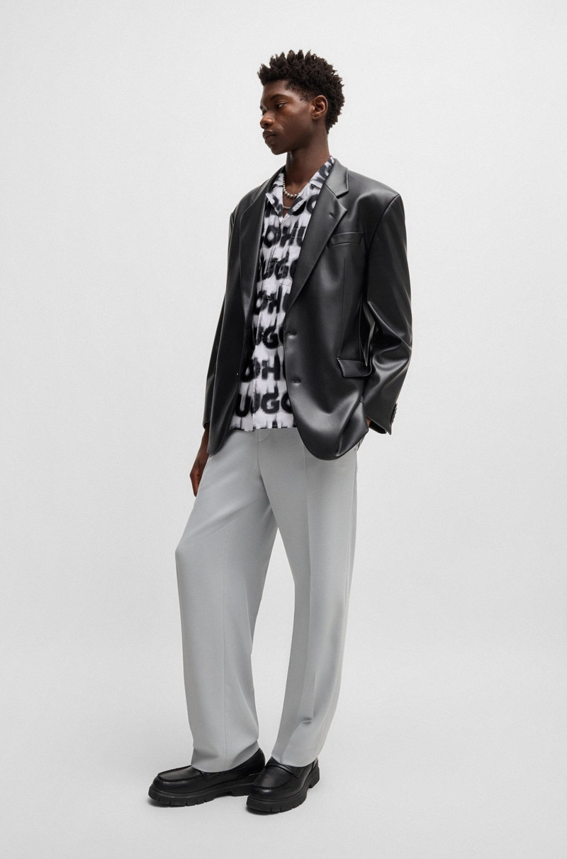 HUGO RELAXED-FIT SHIRT IN COTTON WITH SMOKE-LOGO PRINT outlook