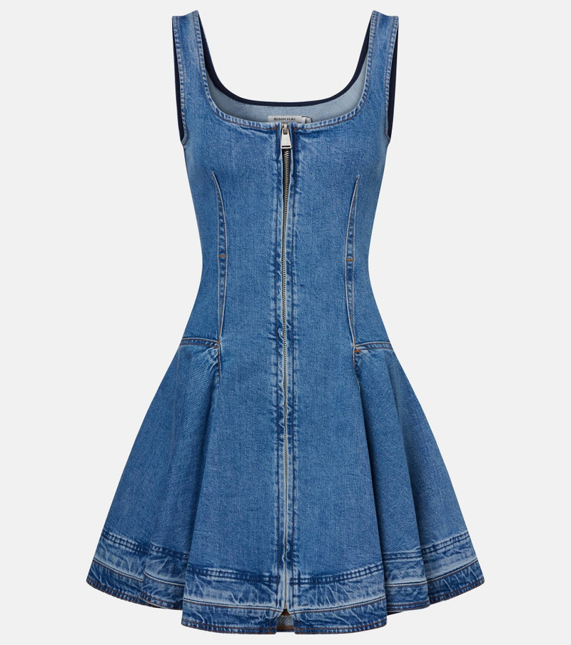 Eleodra zip-front flared denim mini dress 1