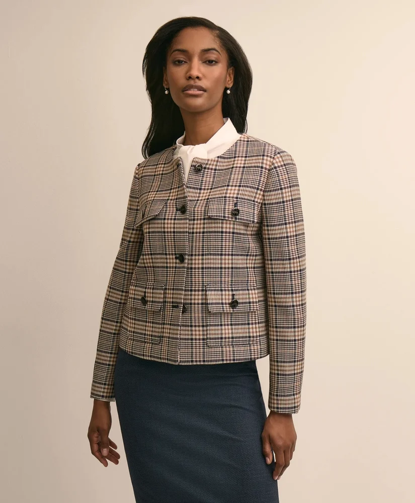 Cotton-Blend Plaid Jacket - 1