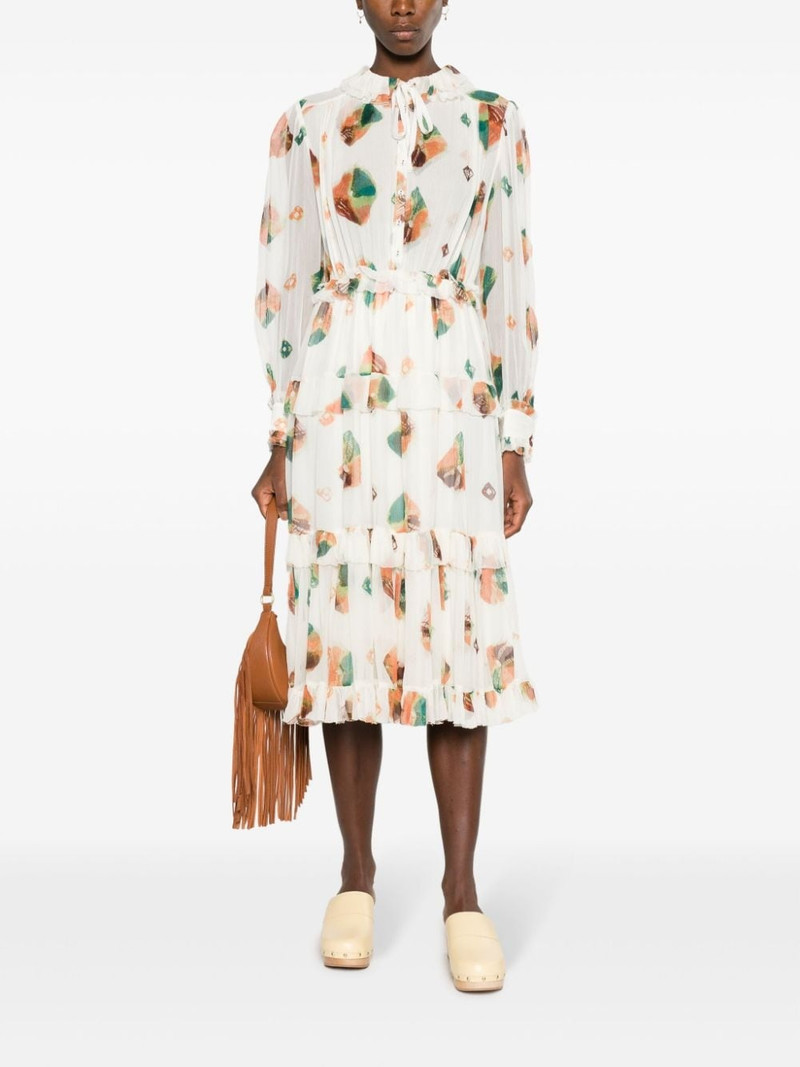 ULLA JOHNSON Reina ruffled midi shirtdress outlook
