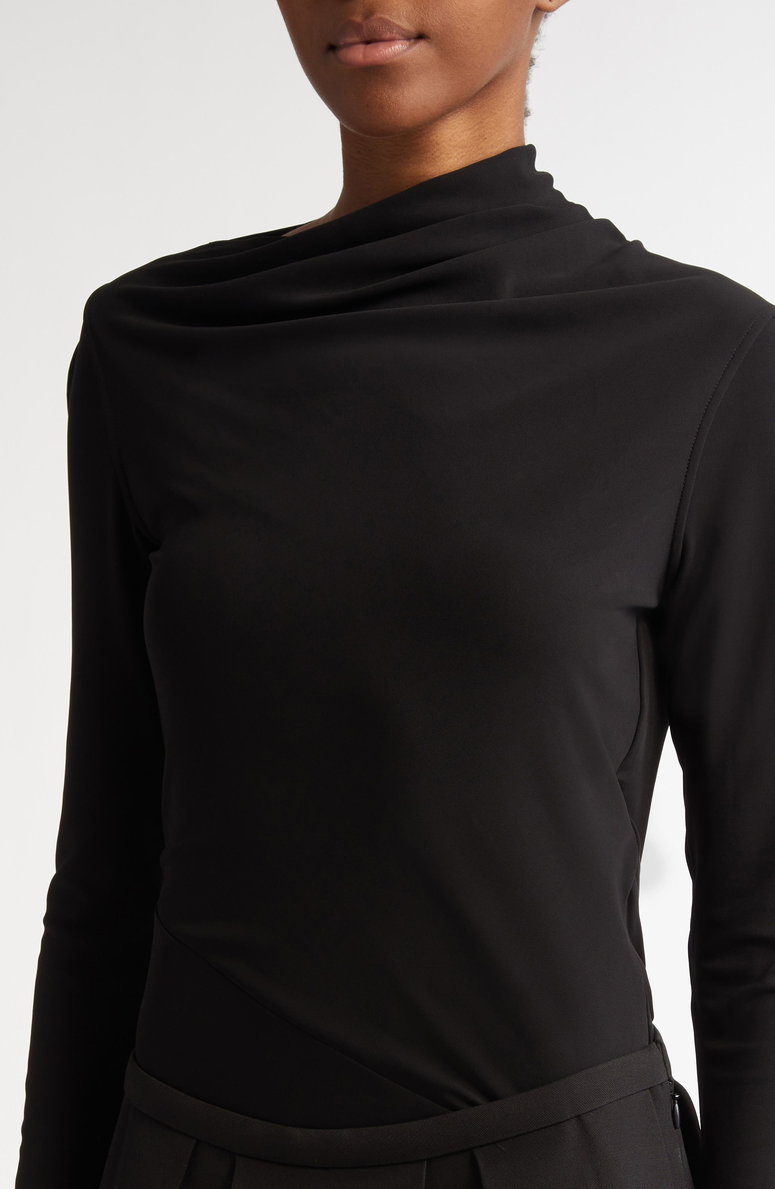 TOTEME Draped Jersey Top in Black at Nordstrom - 5