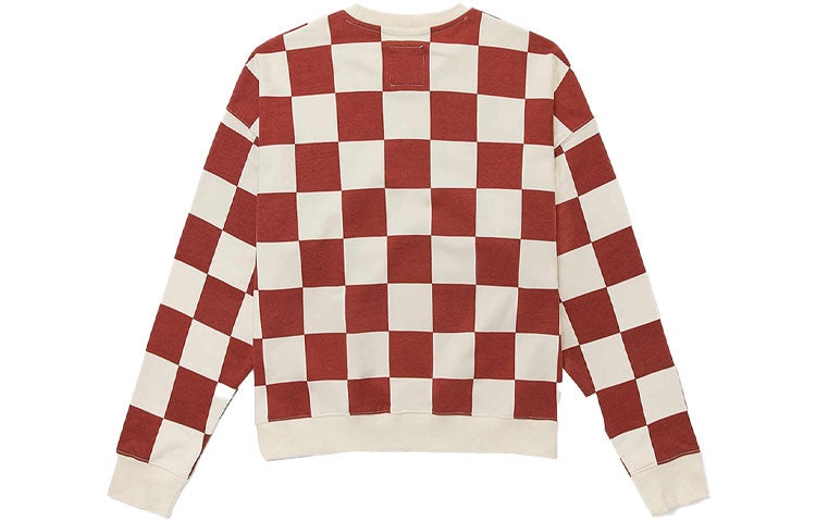 Vans Grid Round Neck Pullover Couple Style Red VN0A5H98YTW - 2
