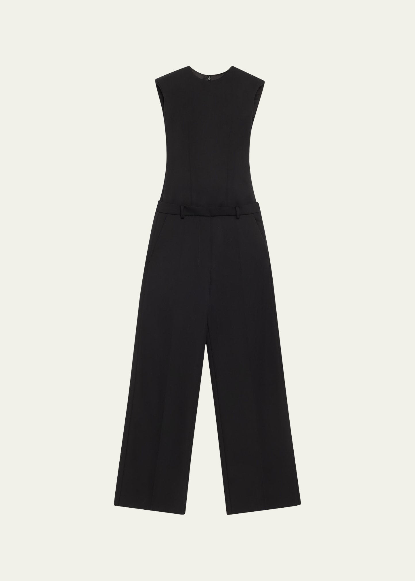 Cap-Sleeve Wool Trouser Jumpsuit - 1