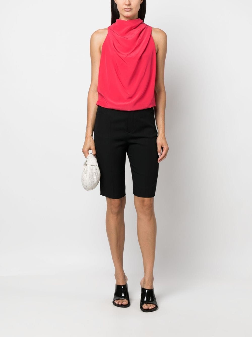 draped sleeveless silk top - 2