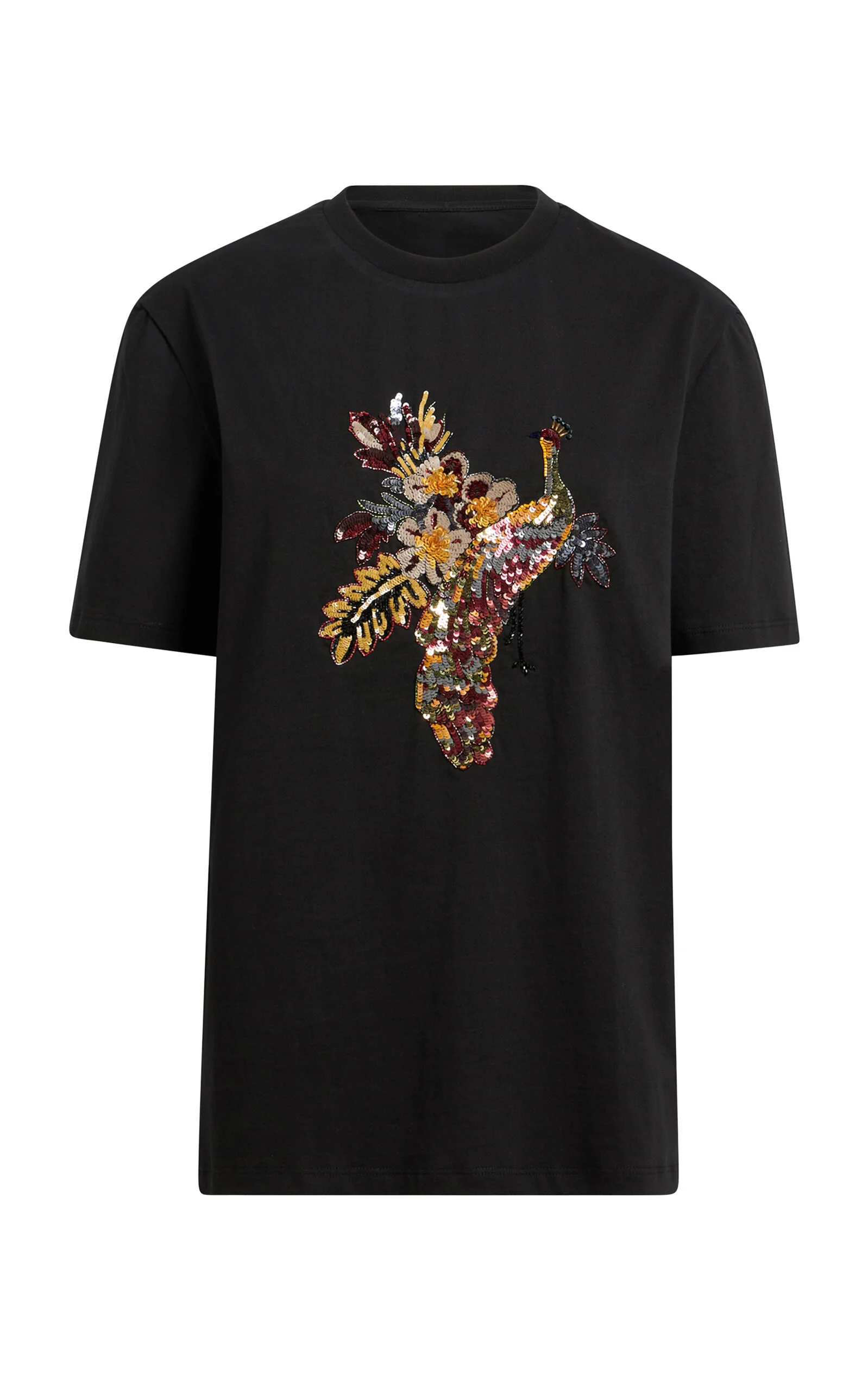Embroidered Cotton T-Shirt black - 1