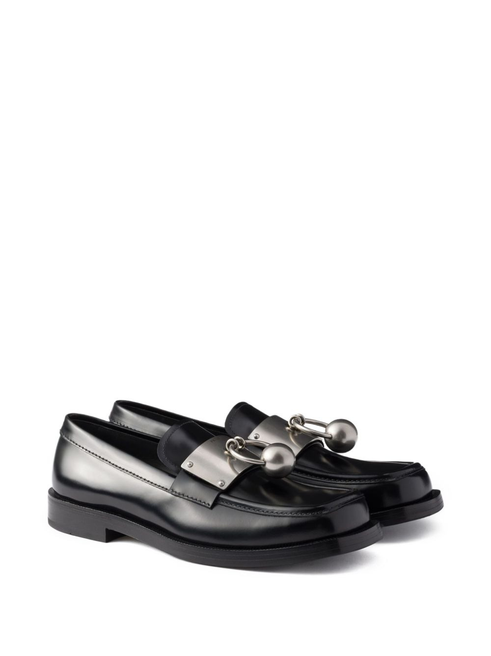 metal-ornament leather loafers - 2