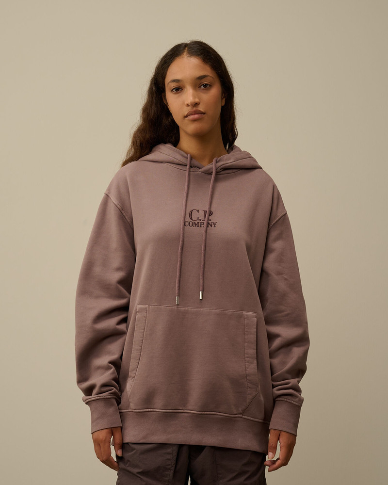 C.P. Company Brushed and Emerized Diagonal Fleece Logo Hooded Sweatshirt outlook