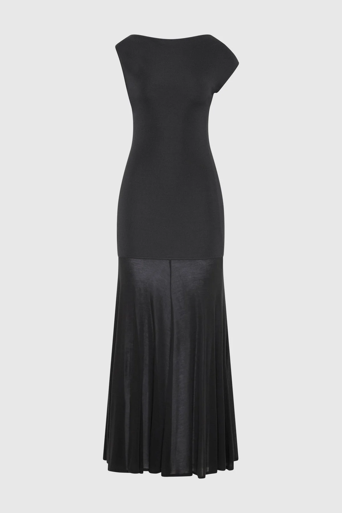 Fine Jersey Circle Hem Dress - Charcoal - 1