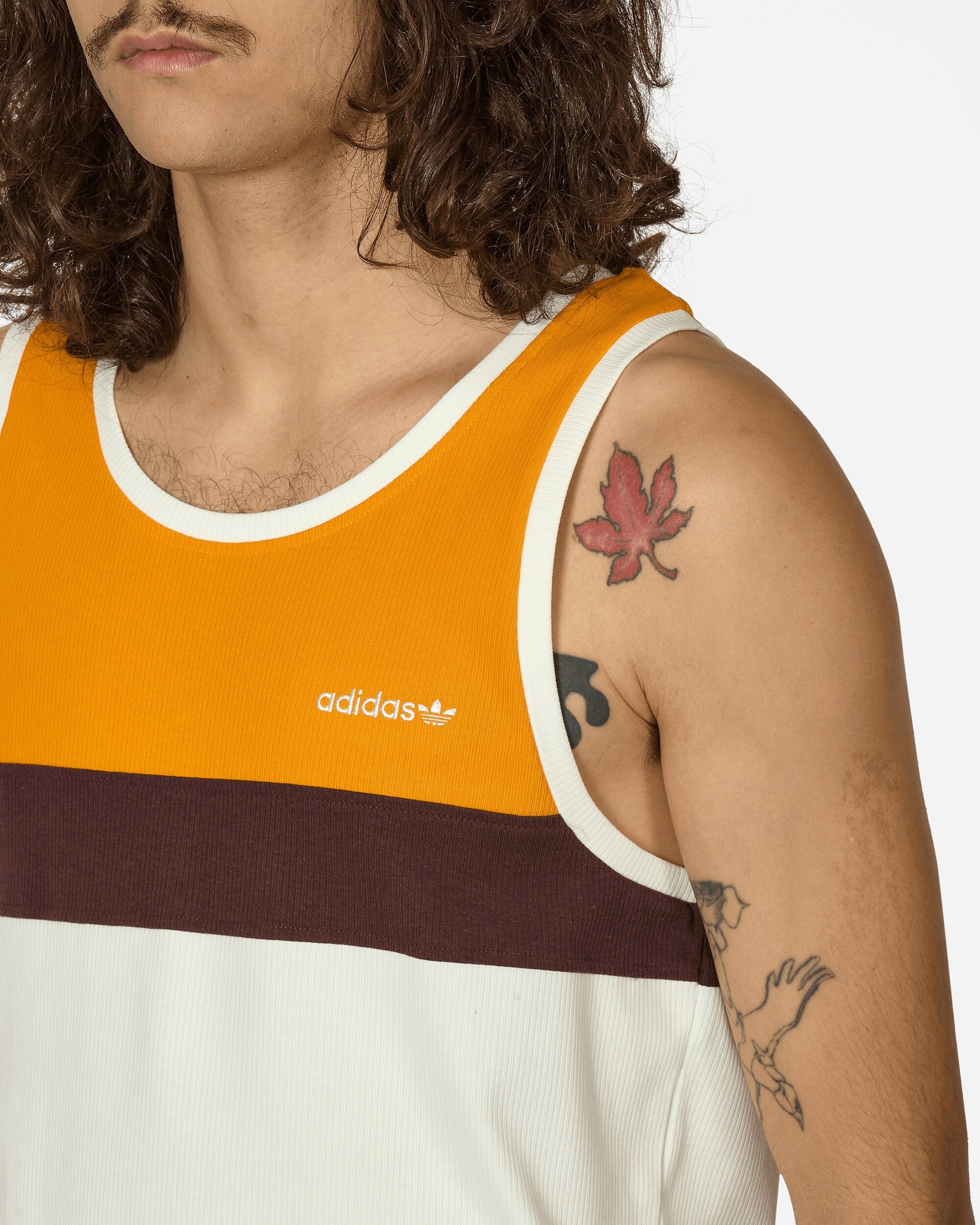 80s Rib Tank Top Off White / Orange / Brown - 5