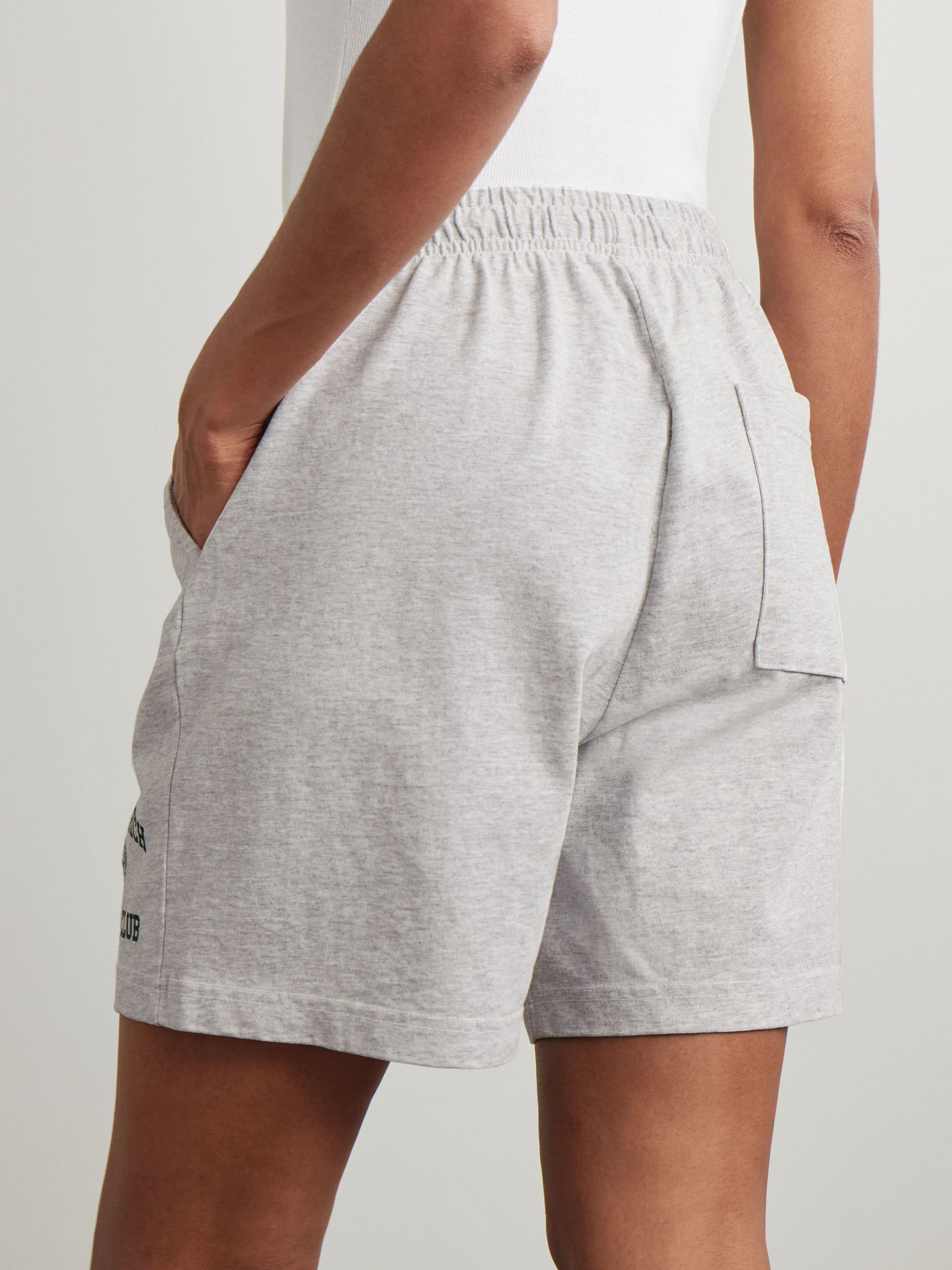 Varsity Crest printed cotton-blend jersey shorts Light gray - 3