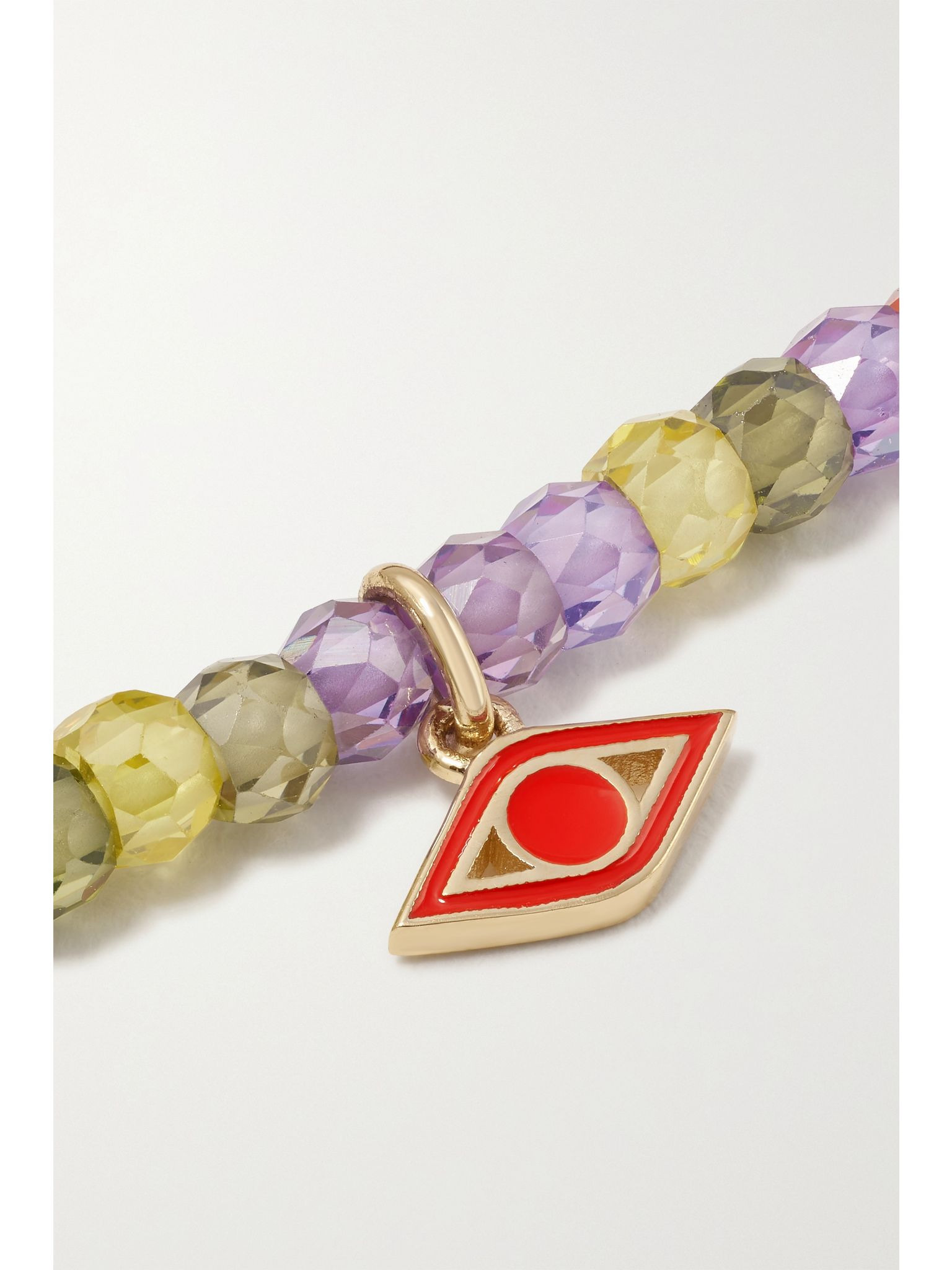 Mini Evil Eye 14-karat gold, enamel and zirconia bracelet Gold - 4