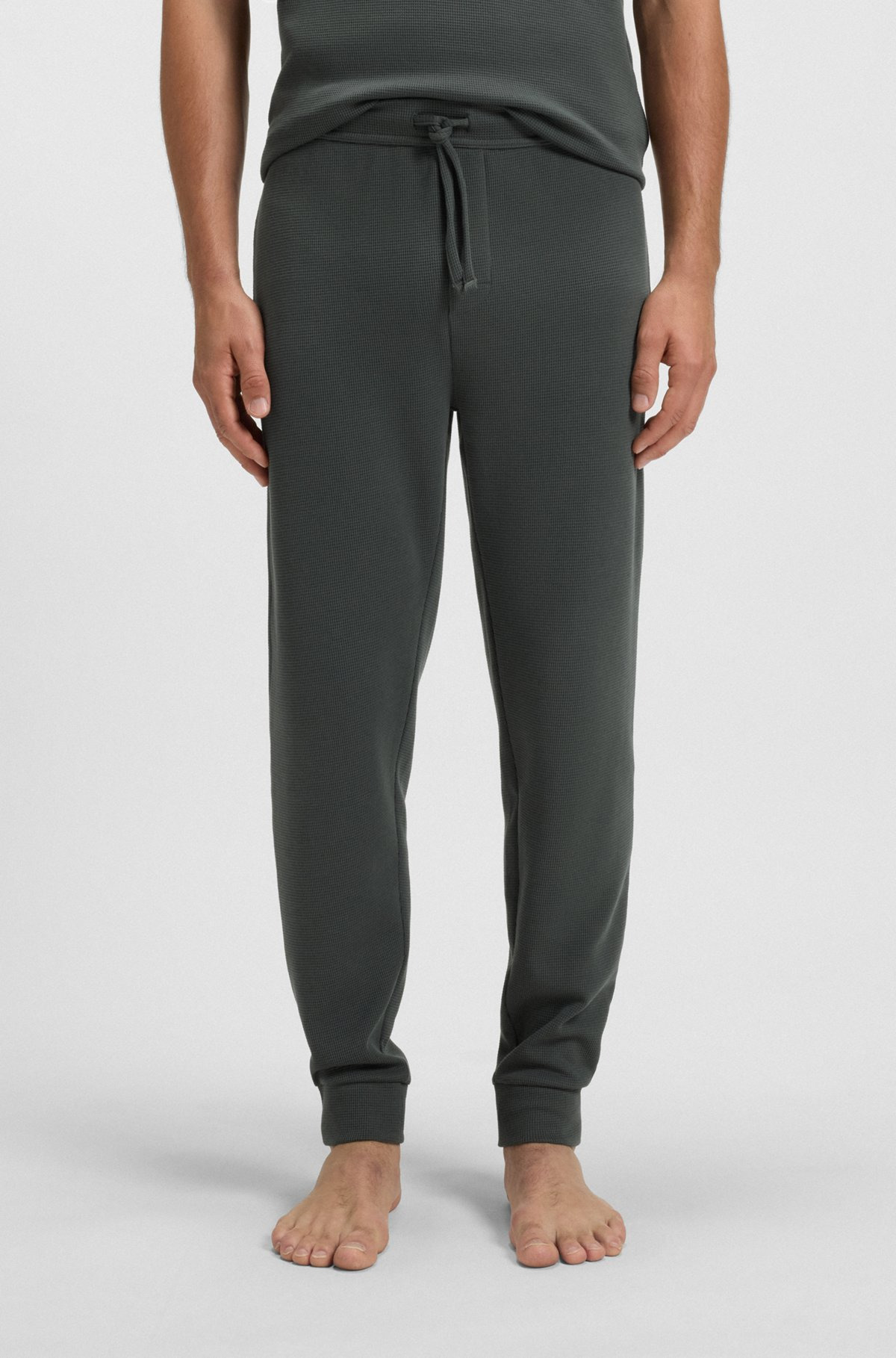 WAFFLE-STRUCTURE PYJAMA BOTTOMS IN A COTTON BLEND - 2
