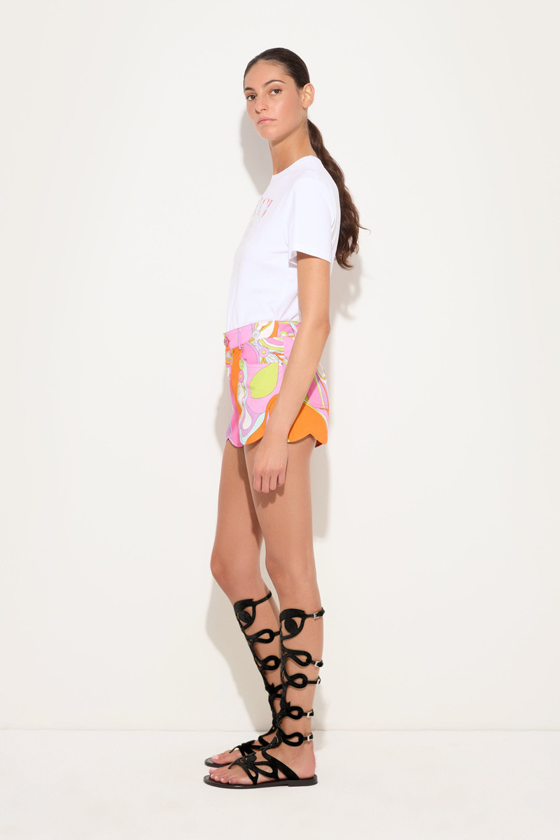 ORCHIDEE PRINT SCALLOP TRIM SHORTS 3