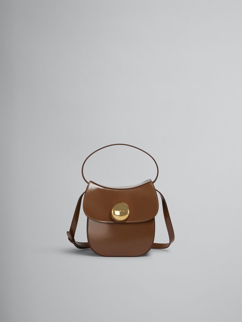 Marni BROWN LEATHER BUTTERFLY SMALL HANDBAG | REVERSIBLE