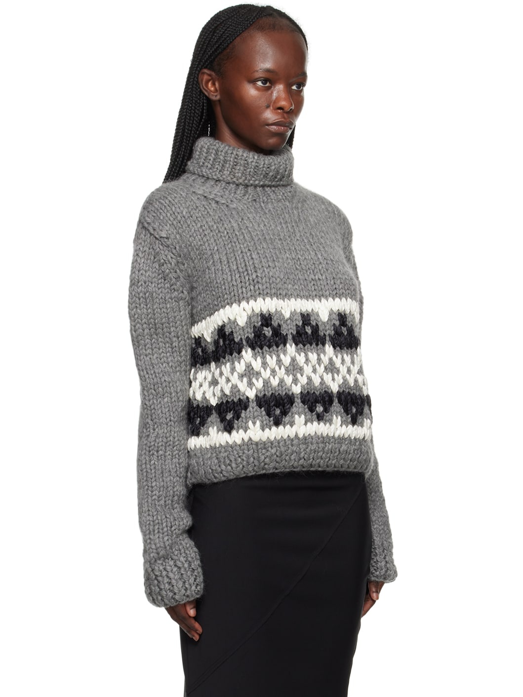 Gray Jacquard Turtleneck - 2