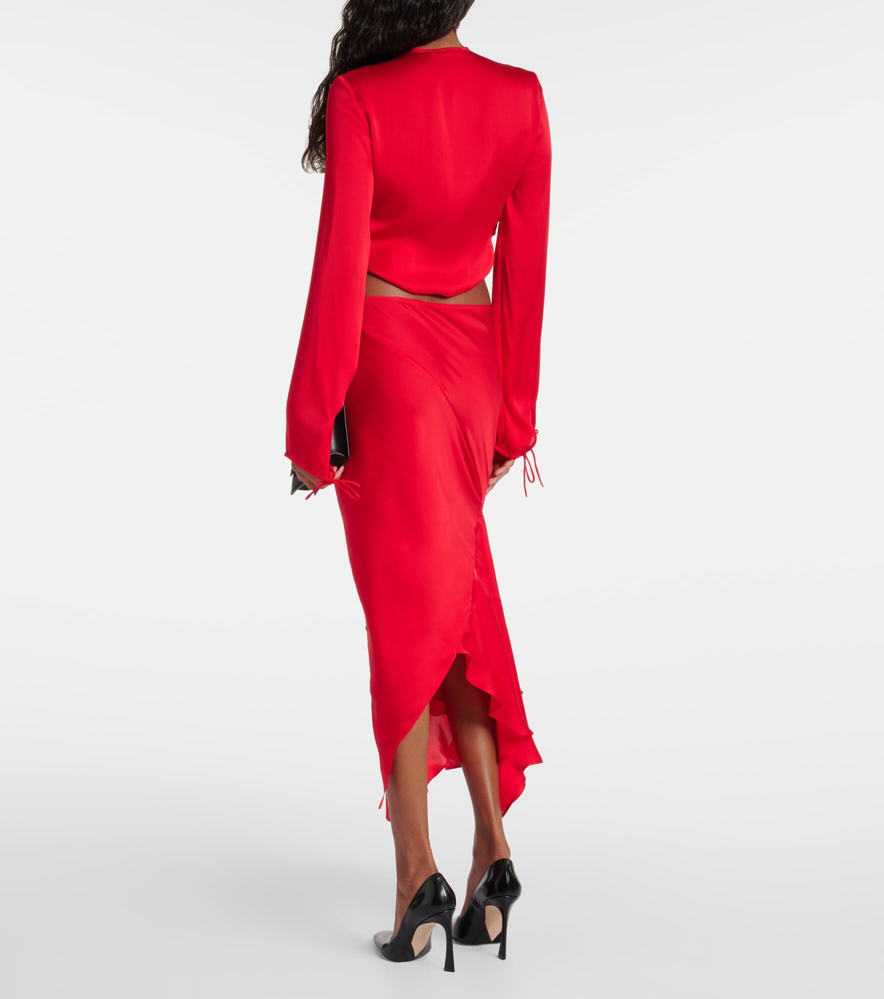 Deconstructed cutout silk midi skirt - 3