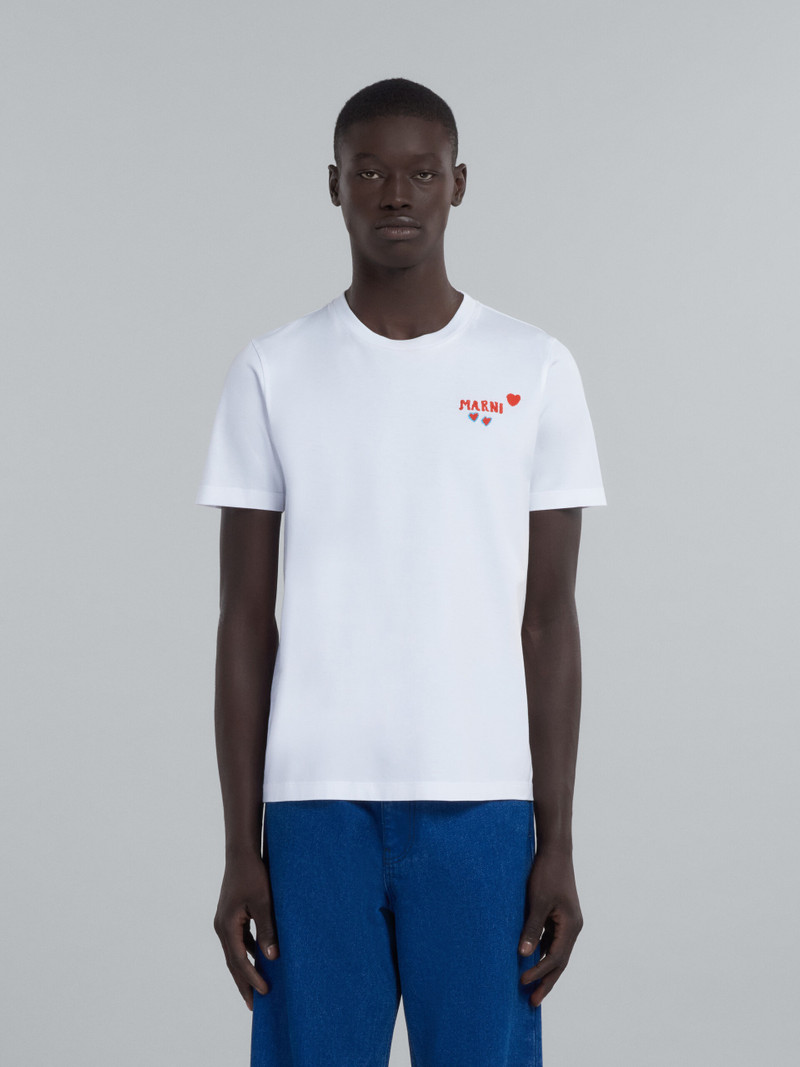Marni WHITE BIO COTTON T-SHIRT WITH RABBIT GRAPHICS outlook