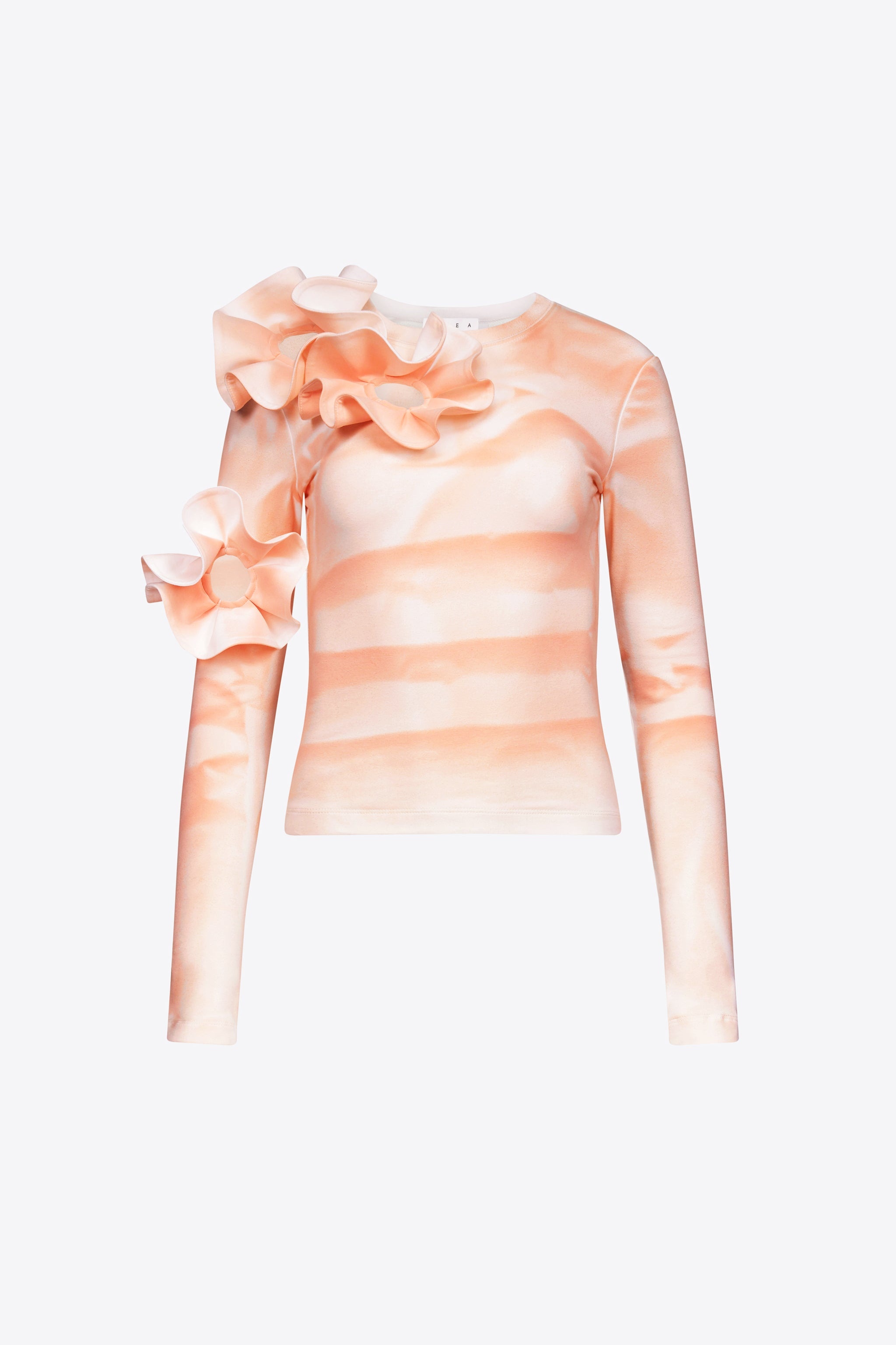RUFFLE FLOWER LONG SLEEVE TOP - 1