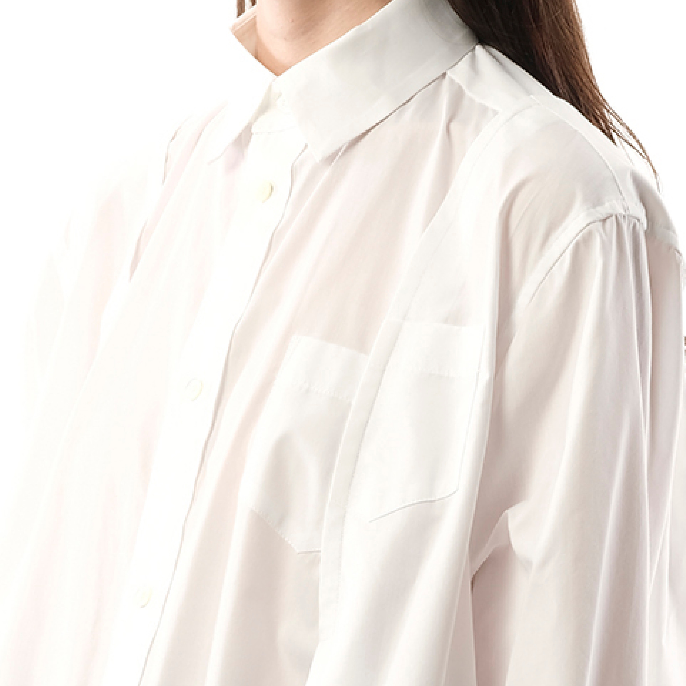 Reconstructed Cotton Poplin Shirt in Off White - 3