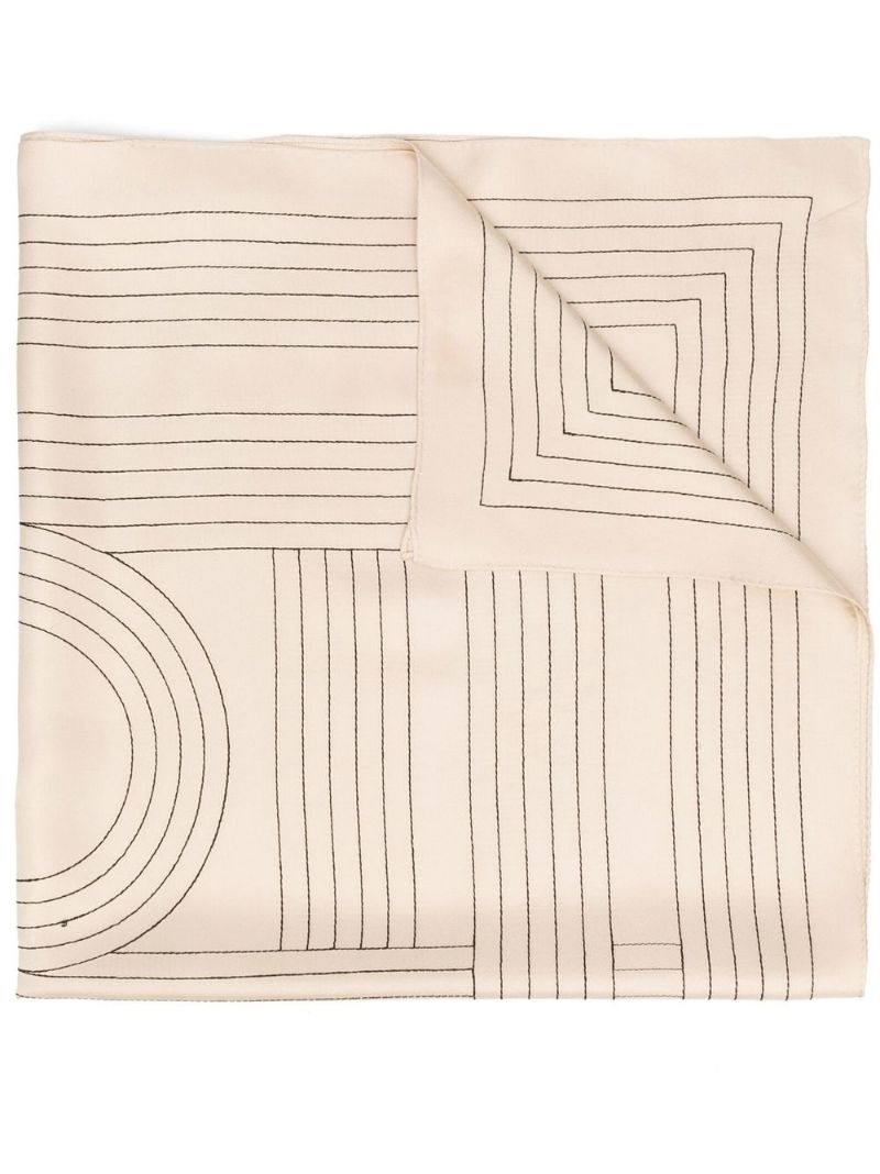 striped embroidered silk scarf - 1