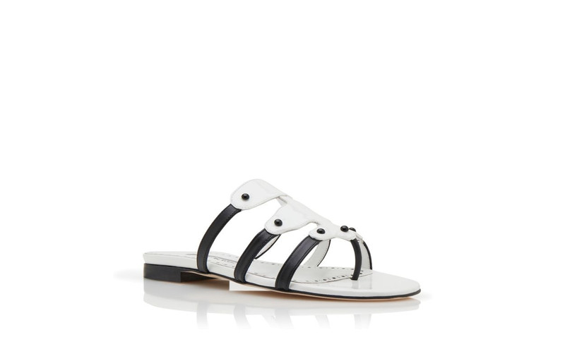 White Patent Leather Flat Sandals 3