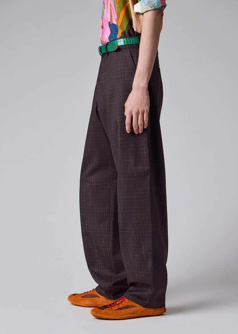 Relaxed-Fit Aubergine Wool Check Trousers 10