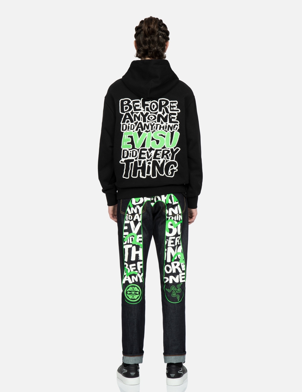 RAZER X EVISU GODHEAD AND SLOGAN EMBROIDERY HOODIE - 5