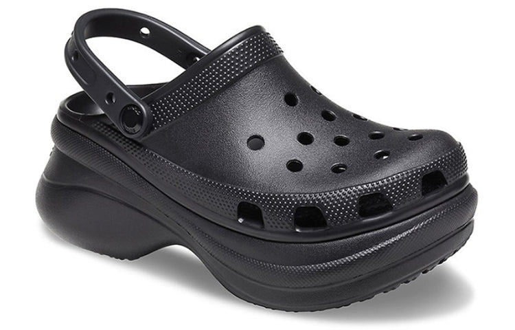(WMNS) Crocs Small Whale Retro Crocs Thick Sole Black Sandals 206302-001 - 3