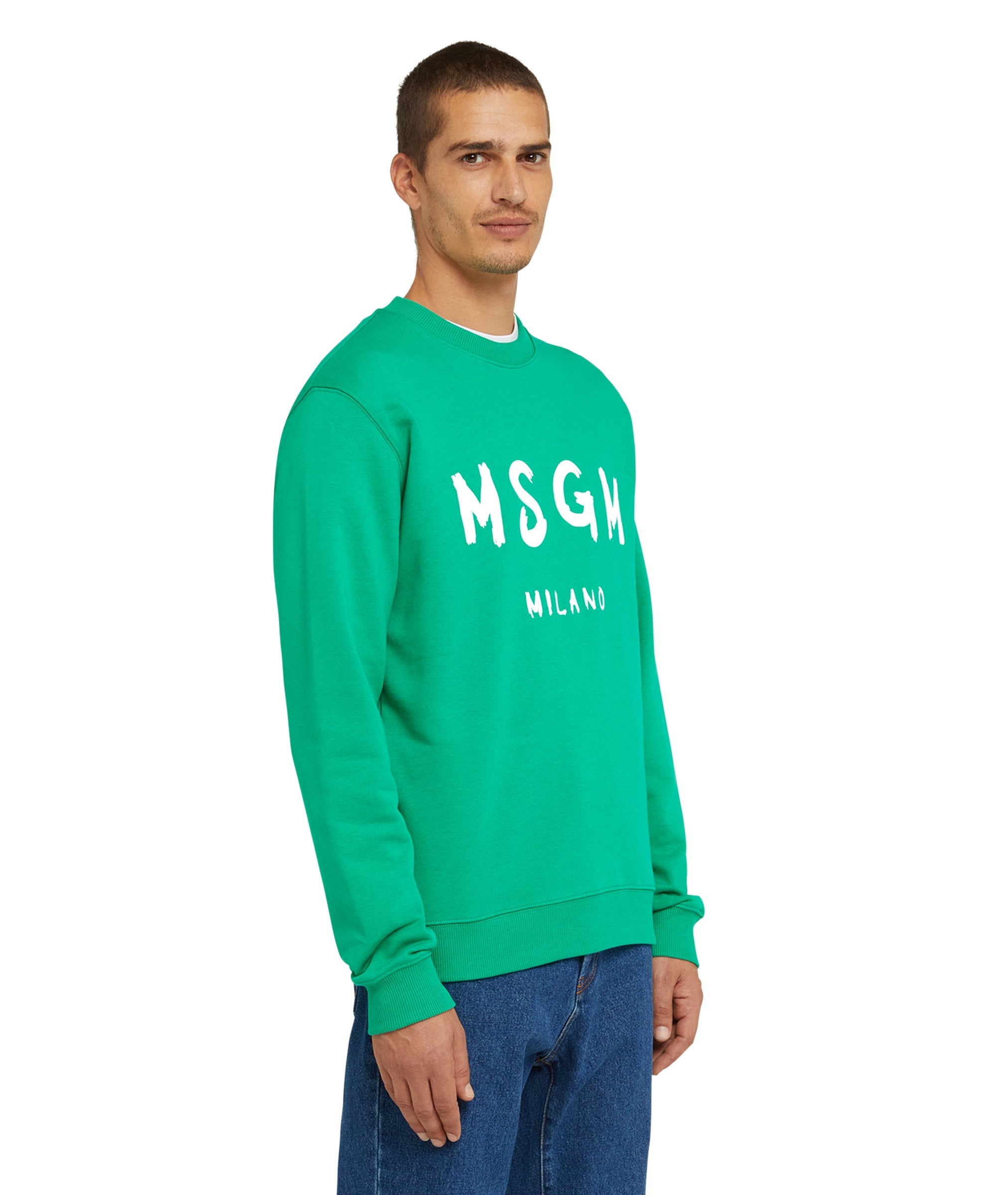 Cotton t-shirt with brushstroke logo - 4