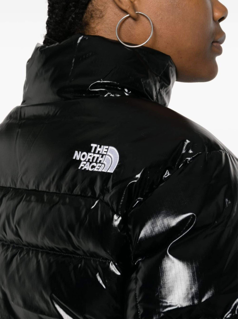 logo-embroidered cropped puffer jacket 5